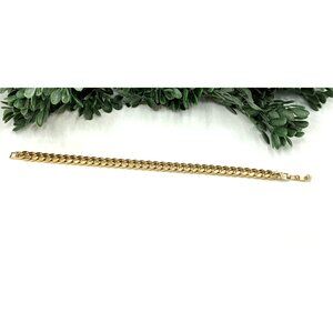Gold-Tone Cuban Link Chain Bracelet 8" With Clasp Closure